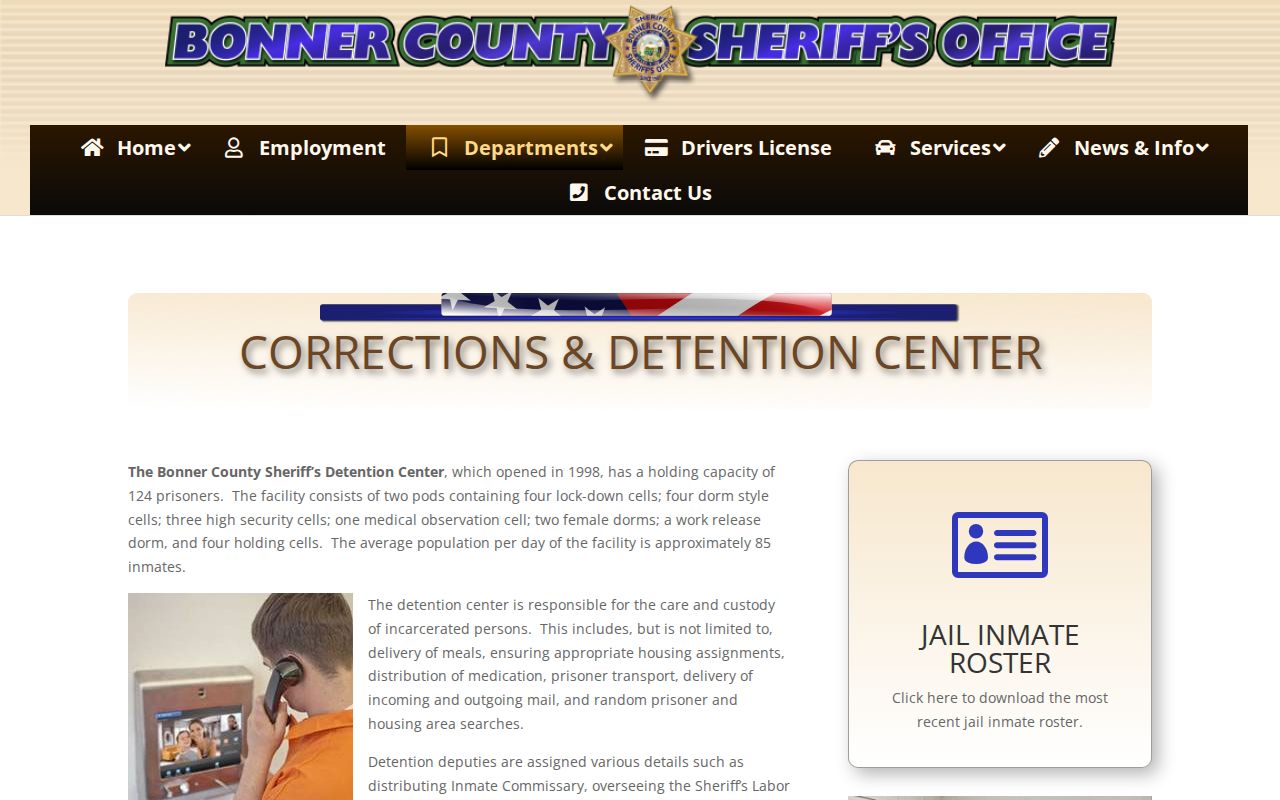 Bonner County Sheriff Detention Center official information page
