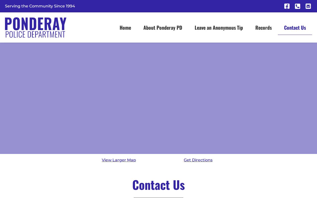 Ponderay Police Department official contact page for city arrest record routing